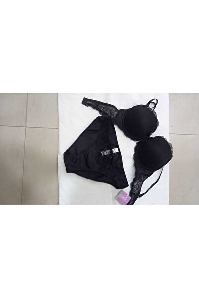 GECEGÖLGE Soft Dolu Bra Set Black