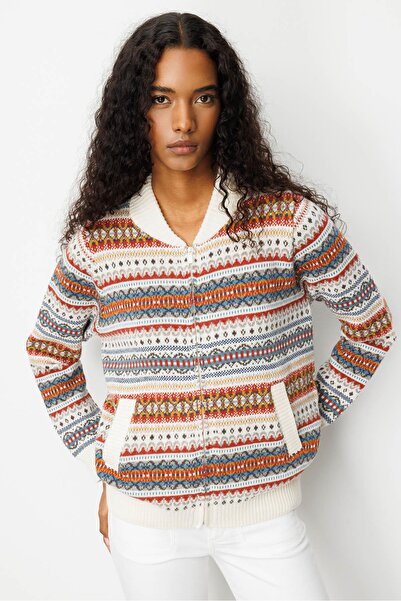 centilmen كارديجان نسائي من الصوف الجاكار بياقة حكيم من ديسن 25102