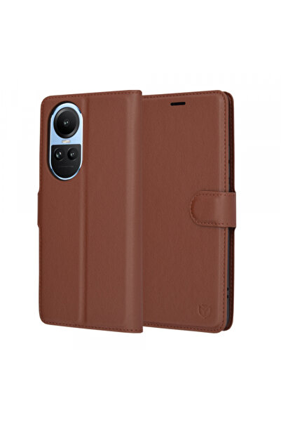 OPPO Husa pentru Reno10 / Reno10 Pro, Techsuit, Leather Folio, Maro