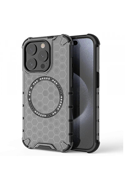 Apple Husa MagSafe pentru iPhone 15 Pro Max, Techsuit, HoneyComb Shield, Neagra