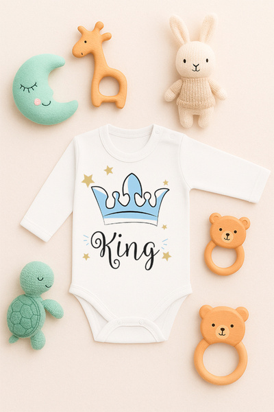 SVART WEAR Sürpriş Hamile Printed 100% Cotton Baby Bodysuit Badi Body with Sn...