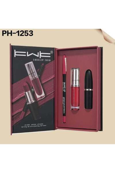 KWK طقم روج ثابت + جلوس شفايف +محدد شفايف PH-1253