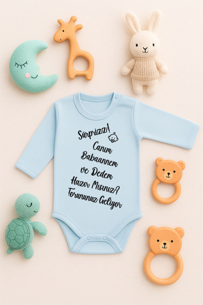 SVART WEAR بدلة أطفال من Sürprise Hamile مطبوع مصنوعة من القطن بنسبة 100% مع ...