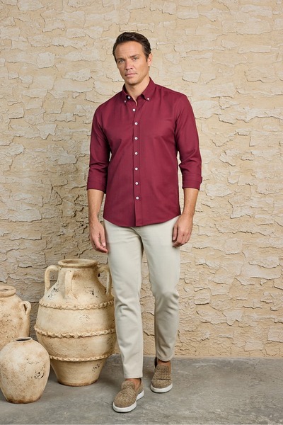 RUFELLI Ανδρικό πουκάμισο Oxford με κουμπιά στο γιακά, στενή γραμμή