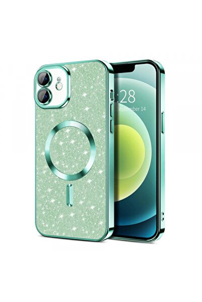 Apple MagSafe Case for iPhone 12, Techsuit, Luxury Glitter, Light Green
