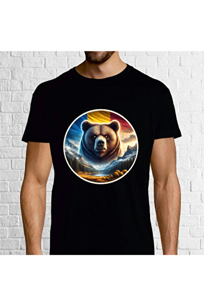Printees Men's T-shirt - Bear in the Mountains with Flag