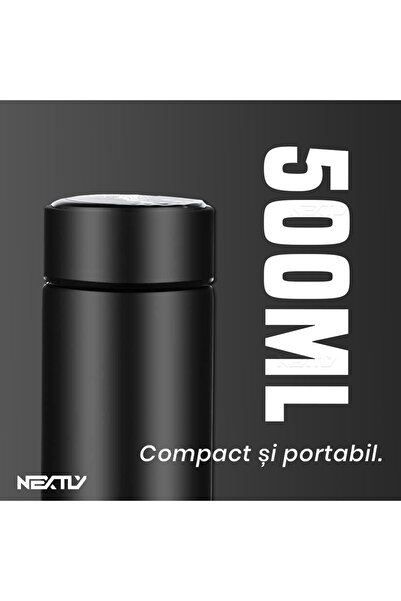 NEXTLY Termos cu afișaj digital, rezistent la apă IPX7, 500 ml din oțel inoxidabil, alb