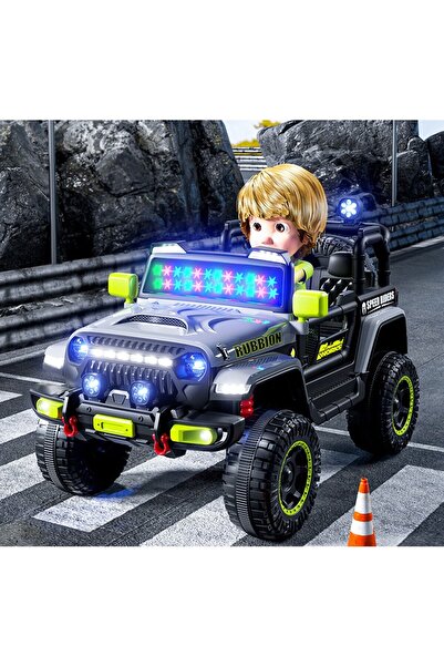 dalip Off-Road Kids Electric Car, Bluetooth & Remote, Rear Drive, 12V 7Ah, 120x63x68cm, Gray