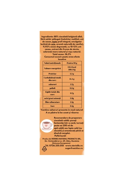 stevielle COCOA WITCH ~ Belgian hot chocolate with cocoa, sweetened with stevia and maltitol