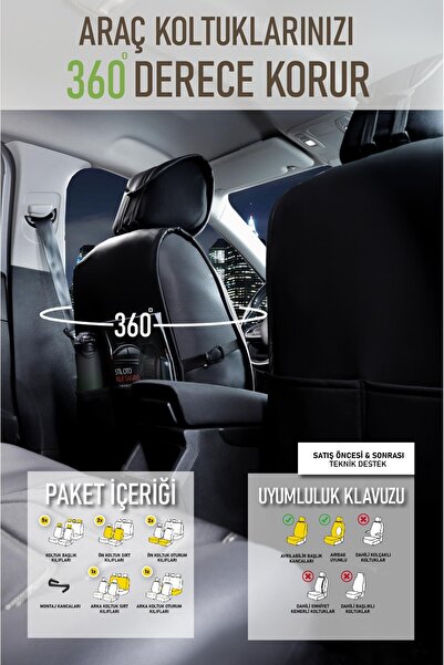 barototuning Toyota Auris Compatible Premium Series Leather Black-White Auto Seat Cover Set of 5