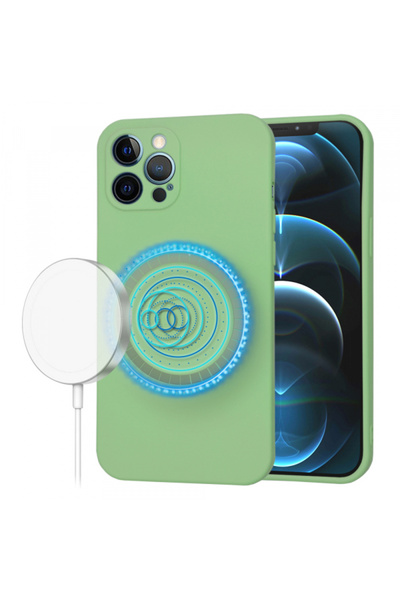 Apple Husa MagSafe pentru iPhone 12 Pro Max, Techsuit, SoftFlex, Verde Deschis