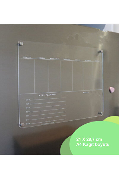 tsddekorasyon Notlu Manyetik Şeffaf Akrilik Haftalık Buzdolabı Takvimi | Mutf...