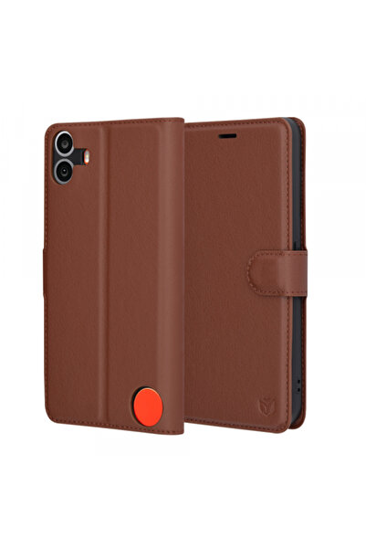 NOTHING Case for CMF Phone 1, Techsuit, Leather Folio, Brown