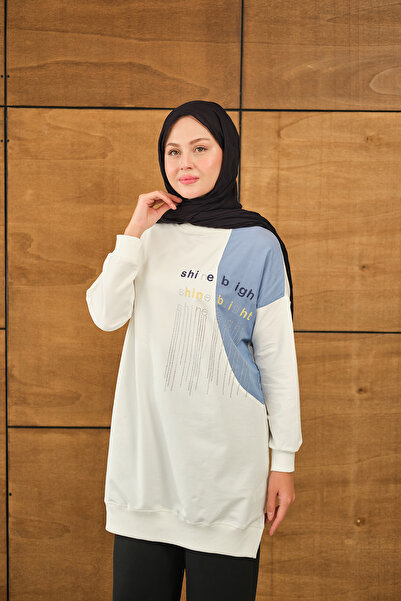 LOCCO Tunica de damă cu detalii în piatră cu secțiuni albă