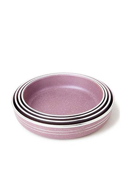 Dessini قوالب خبز جرانيتية غير لاصقة بقاعدة مسطحة، مكونة من 4 قطع، بيج/بني، مقاس 24/26/28/30 سم