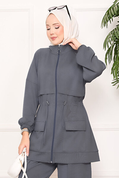 EBRUTESETTÜR Adjustable Waist Pocket Detailed Hijab Two-Piece Set