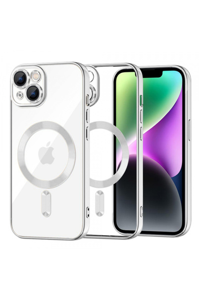 Apple Husa MagSafe pentru iPhone 14, Techsuit, Luxury Crystal, Argintie