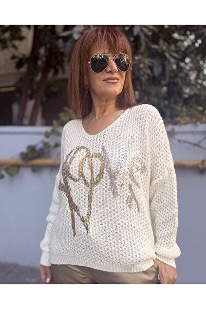 DenizEge Italian Love Sweater Ecru