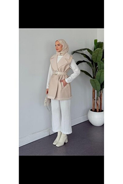 mf venessa Women's Suni Leather Vest with Wool Inside and Pockets, 85 cm Standard Size, Suitable for Sizes 38-46