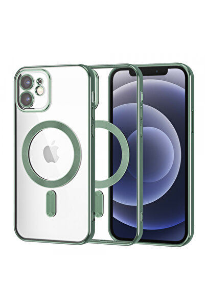 Apple Husa MagSafe pentru iPhone 12, Techsuit, Luxury Crystal, Verde Inchis