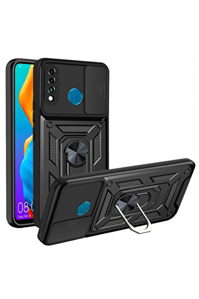 Huawei Husa pentru P30 lite New Edition / P30 lite, Techsuit, CamShield, Neagra