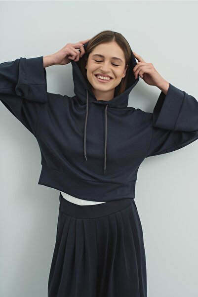 C&City Pure Touch Kapüşonlu Sweat CC7004 Füme