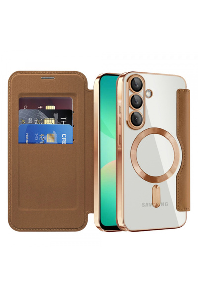 Samsung Husa MagSafe pentru Galaxy A26 A266, Techsuit, SmartMag Book, Maro