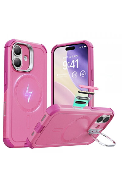 Apple Husa MagSafe pentru iPhone 17, ESR, Cyber Armor Kickstand, Roz