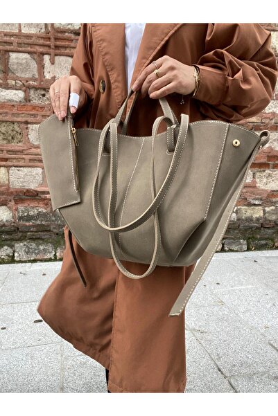 H&D COLLECTİON Geantă de mână și de umăr Polen pentru femei din piele intoarsa maro