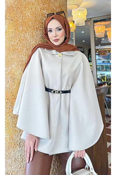 EBRUTESETTÜR Mobile Belted Button Detailed Hijab Poncho