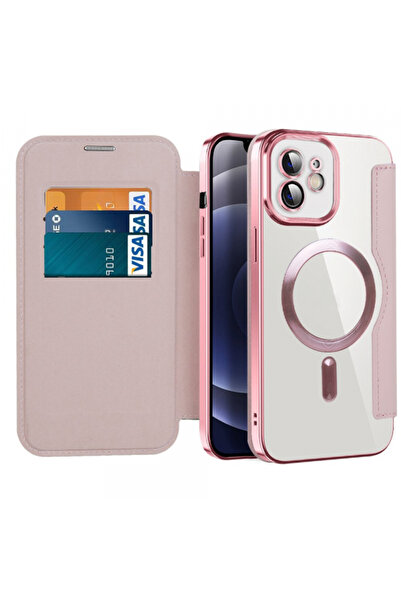 Apple MagSafe Case for iPhone 12, Techsuit, SmartMag Book, Pink