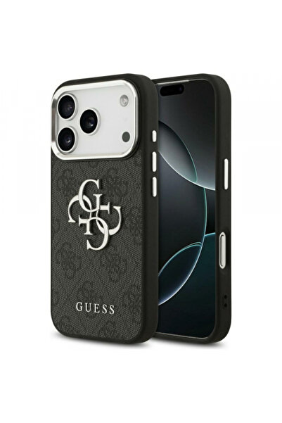 Apple Θήκη για iPhone 17 Pro Max, Guess, Big 4G Logo Classic, Μαύρη Ασημί