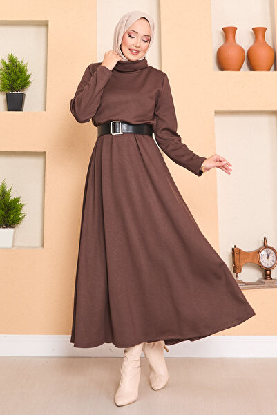 EBRUTESETTÜR Turtleneck Gathered Waist Hijab Dress