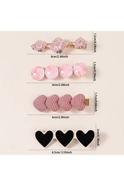 Accessories Hei Pink Stylish Floral Daily Use 4 Pieces Women's Hair Accessory Hairpin