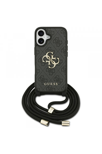 Apple Husa pentru iPhone 17, Guess, 4G CBDY Big Logo with Cord Strap, Neagra
