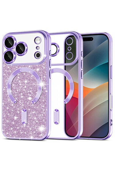 Apple Husa MagSafe pentru iPhone 17 Pro Max, Techsuit, Luxury Glitter, Mov De...