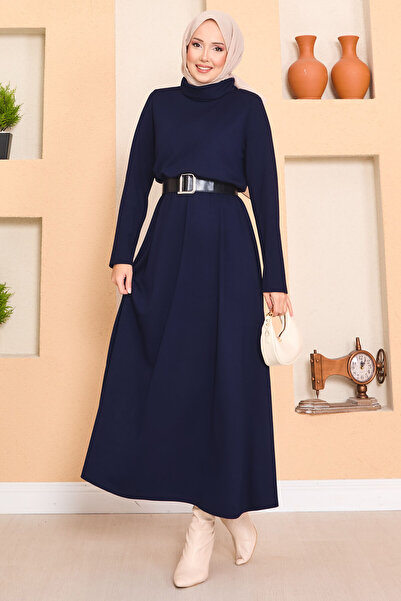 EBRUTESETTÜR Turtleneck Gathered Waist Hijab Dress