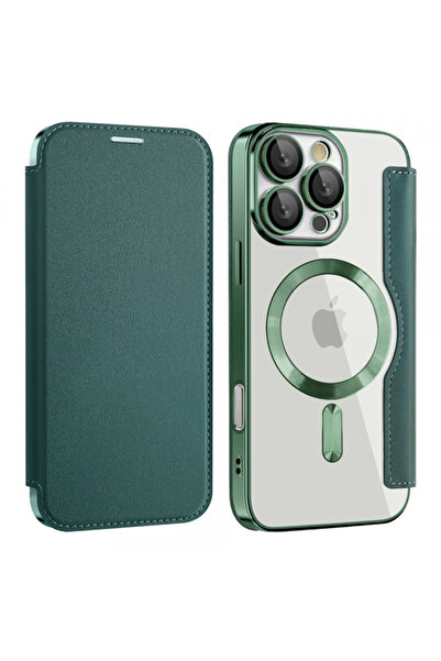 Samsung MagSafe Case for Galaxy A17 5G, Techsuit, SmartMag Book, Green