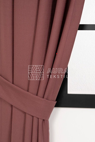 Fluiana Naturel Keten Fon Perde %100 Keten|Mürdüm Renk Sık Pile 1/4