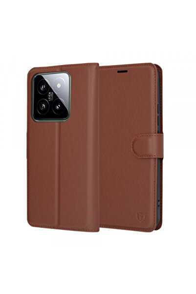 Xiaomi Husa pentru 14, Techsuit, Leather Folio, Maro