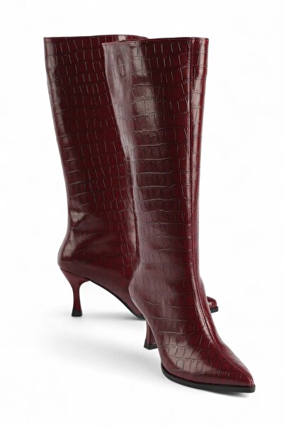 luuq shoes Γυναικείες μπότες με τακούνι RAKOW με σχέδιο κροκόδειλου