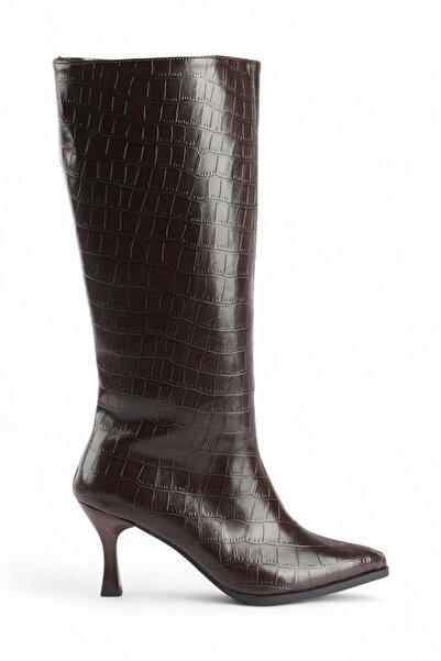 luuq shoes Γυναικείες μπότες με τακούνι RAKOW με σχέδιο κροκόδειλου