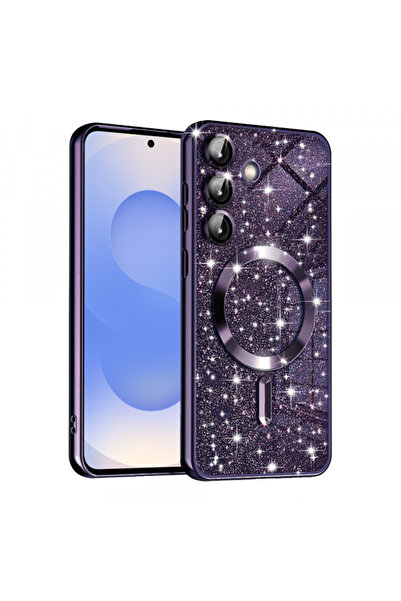 Samsung Husa MagSafe pentru Galaxy S25 S931, Techsuit, Luxury Glitter, Mov In...