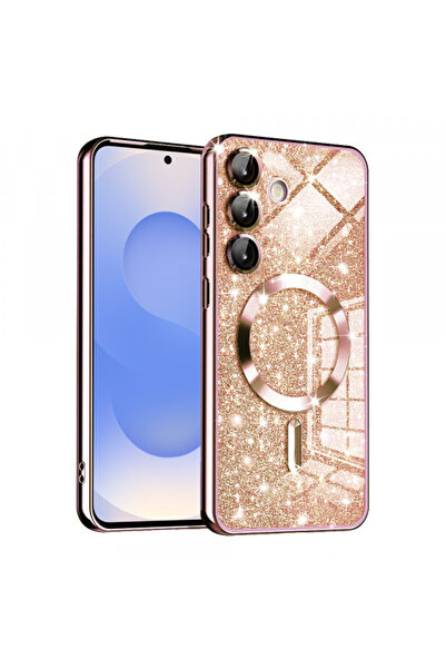 Samsung Husa MagSafe pentru Galaxy S25 S931, Techsuit, Luxury Glitter, Roz Aurie