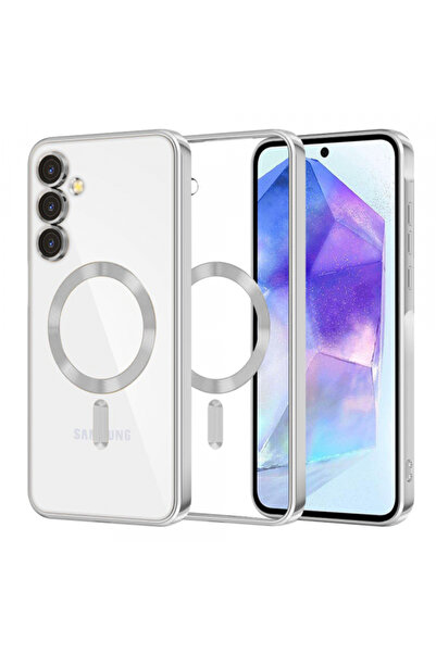 Samsung MagSafe Case for Galaxy A55 5G A556, Techsuit, Luxury Crystal, Silver