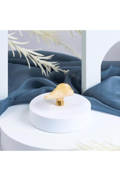 Onuvio Crystal and Semi-Precious Stone Knob Furniture Handle with Brass Base, Model M03 - Yellow