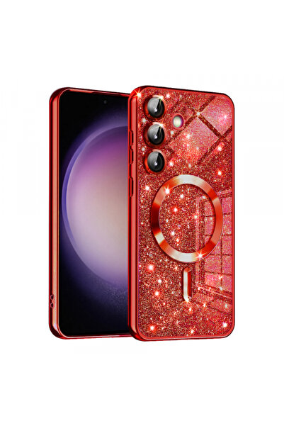 Samsung MagSafe Case for Galaxy S23 FE S711, Techsuit, Luxury Glitter, Red