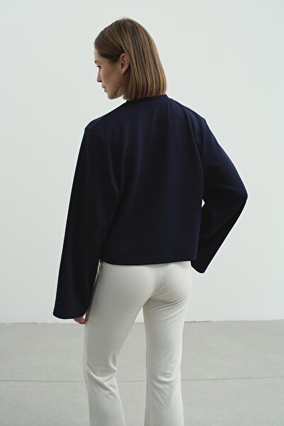 C&City Oversized Basic Short Sweatshirt 981 Navy Blue