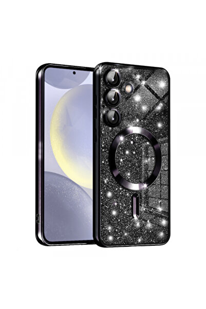 Samsung Θήκη MagSafe για Galaxy S24+ S926, Techsuit, Πολυτελές Γκλίτερ, Μαύρη