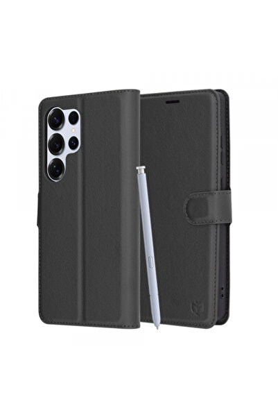 Samsung Θήκη για Galaxy S25 Ultra S938, Techsuit, Δερμάτινο θήκη, Μαύρη